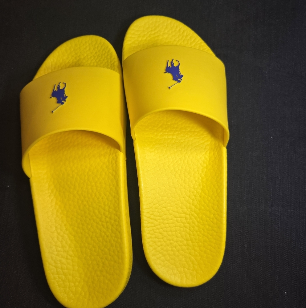 POLO RALPH LAUREN Women Sz 9D Polo Pool Slide Sandals Yellow